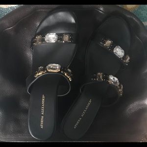 Athena Alexander jeweled wedge sandals